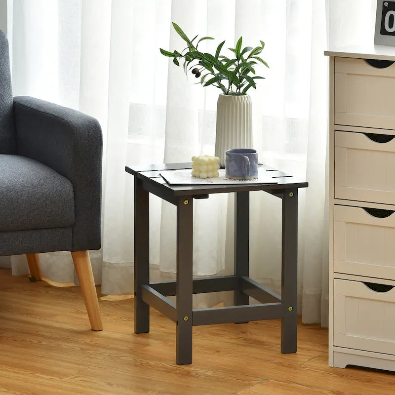 Costway Patio 15  End Side Coffee Table Square Wooden Slat Garden Deck - See details