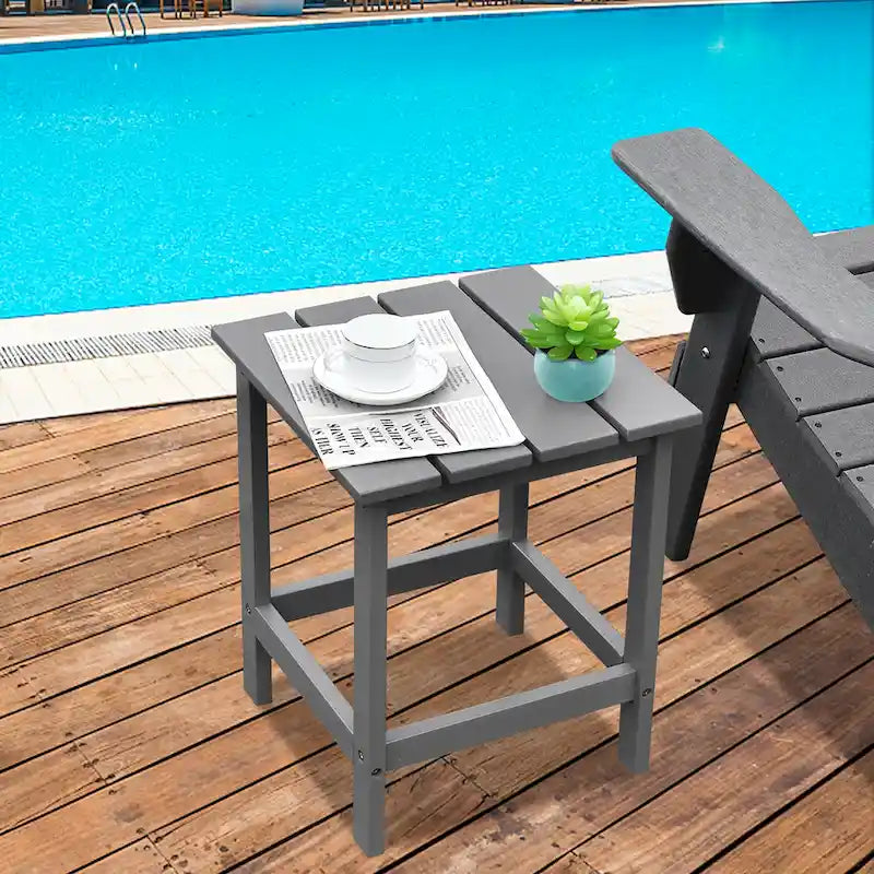 Costway Patio 15  End Side Coffee Table Square Wooden Slat Garden Deck - See details