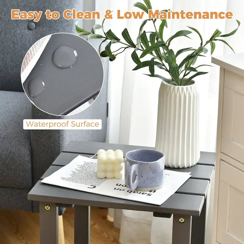 Costway Patio 15  End Side Coffee Table Square Wooden Slat Garden Deck - See details