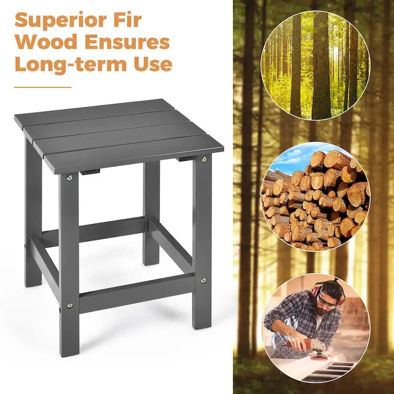 Costway Patio 15  End Side Coffee Table Square Wooden Slat Garden Deck - See details