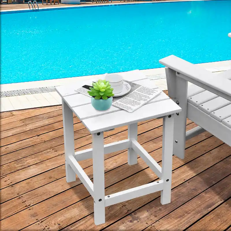 Costway Patio 15  End Side Coffee Table Square Wooden Slat Garden Deck - See details