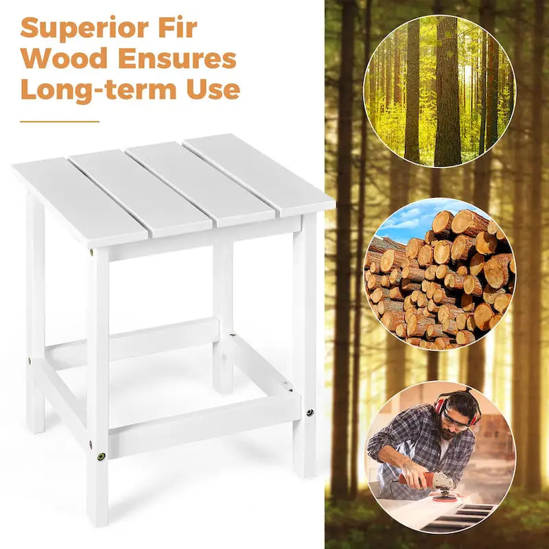 Costway Patio 15  End Side Coffee Table Square Wooden Slat Garden Deck - See details