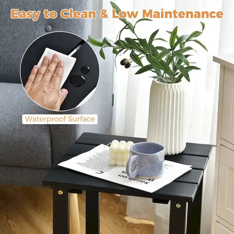 Costway Patio 15  End Side Coffee Table Square Wooden Slat Garden Deck - See details