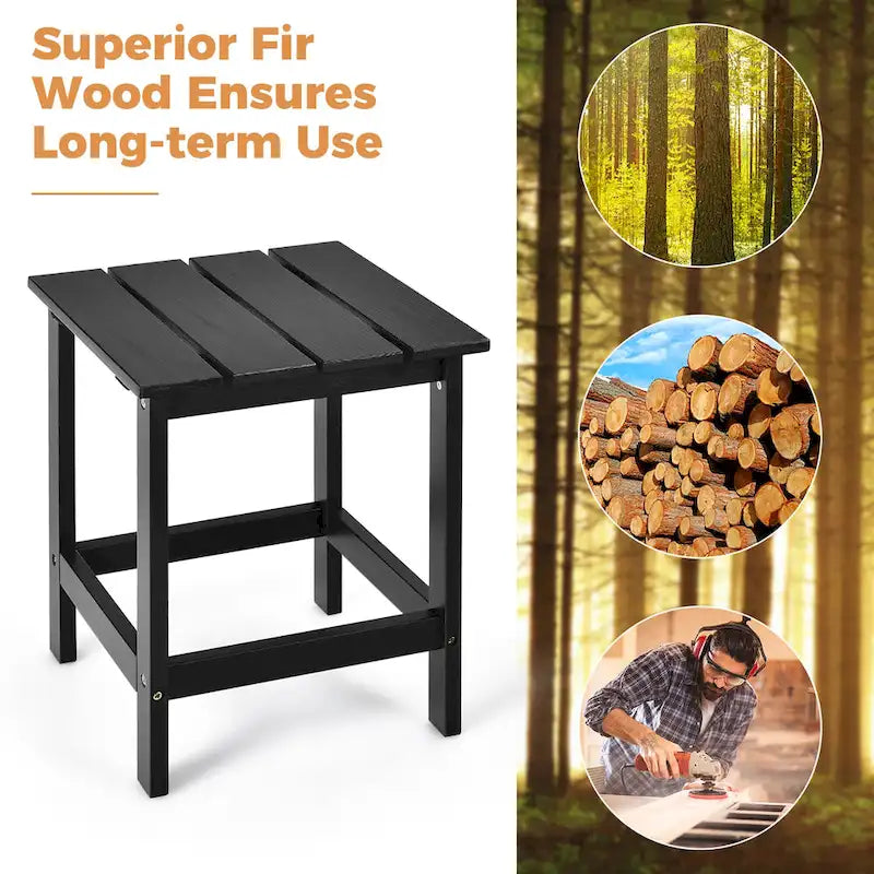 Costway Patio 15  End Side Coffee Table Square Wooden Slat Garden Deck - See details