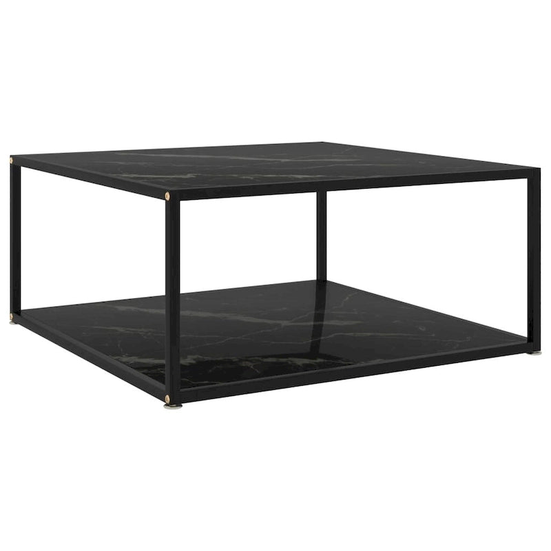 vidaXL Coffee Table Black 31.5 x31.5 x13.8  Tempered Glass - 31.5  x 31.5  x 13.8 