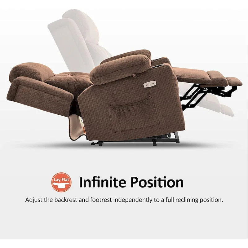 MCombo Lay Flat Lift Recliner with Power Headrest for Small Elderly People, Infinite Position Lift Chair, Fabric 7660