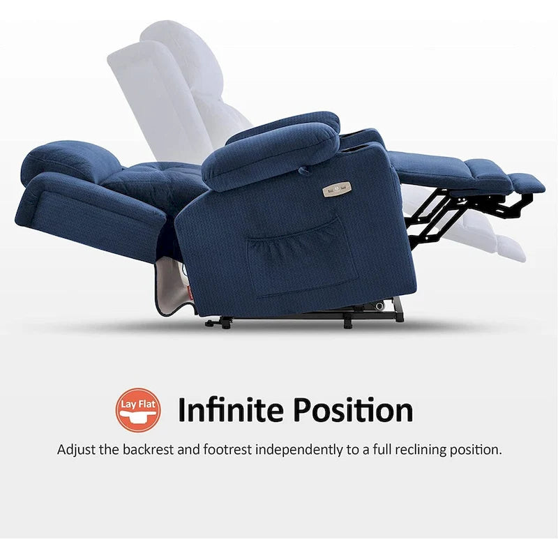 MCombo Lay Flat Lift Recliner with Power Headrest for Small Elderly People, Infinite Position Lift Chair, Fabric 7660
