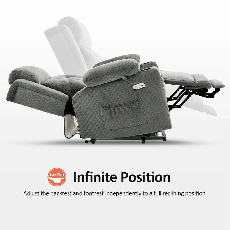 MCombo Lay Flat Lift Recliner with Power Headrest for Small Elderly People, Infinite Position Lift Chair, Fabric 7660