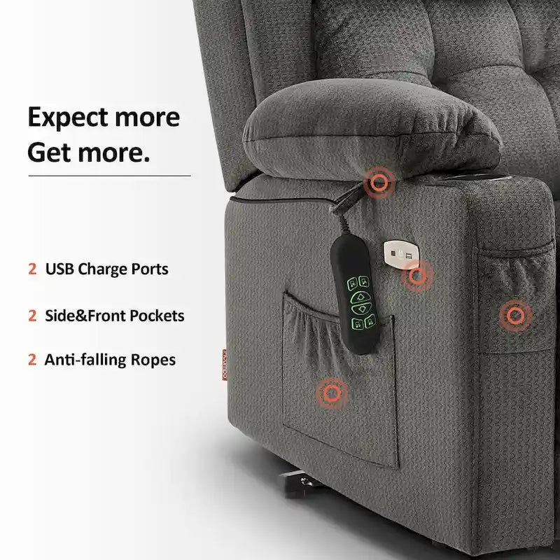 MCombo Lay Flat Lift Recliner with Power Headrest for Small Elderly People, Infinite Position Lift Chair, Fabric 7660
