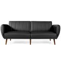Convertible Futon Sofa Bed PU Leather Adjustable Couch Sleeper with Wood Legs - 81 x 33.5 x 31.5 (L x W x H)