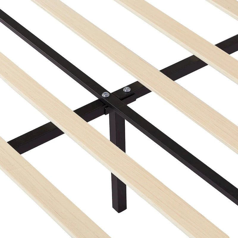 VECELO, Upholstered Platform Bed Frame with Nailhead Headboard Twin Full Queen Size Bed-Grey