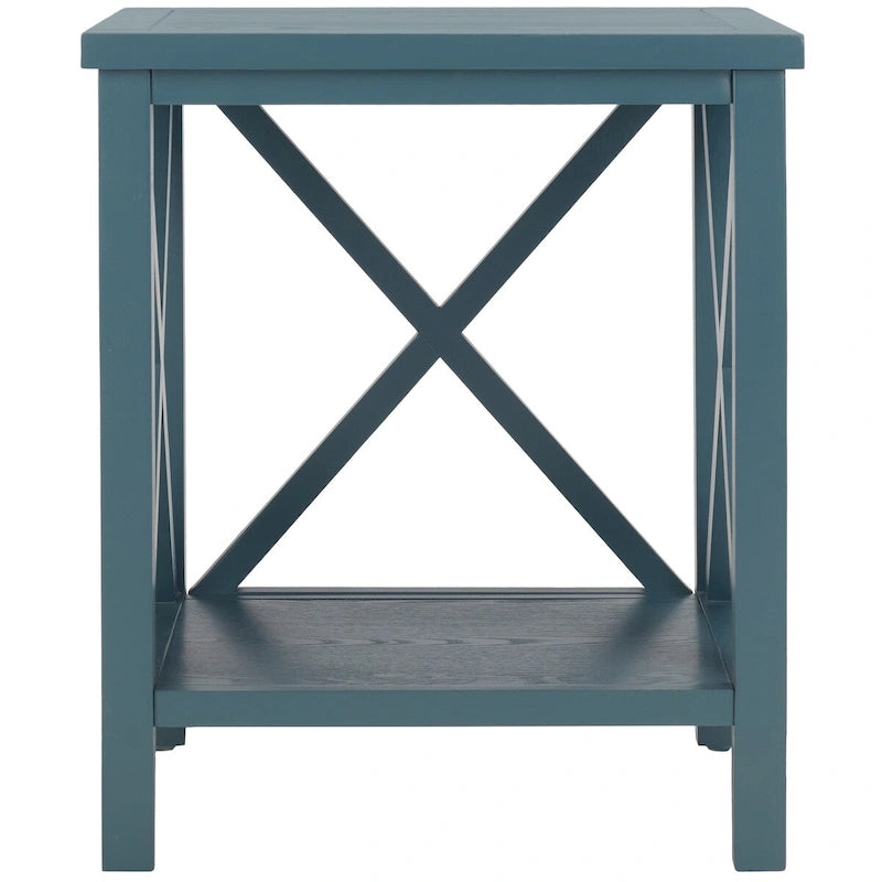 SAFAVIEH Yasumi White Cross Back End Table - 18.1  x 13.4  x 21.5  - 18Wx13Dx22H