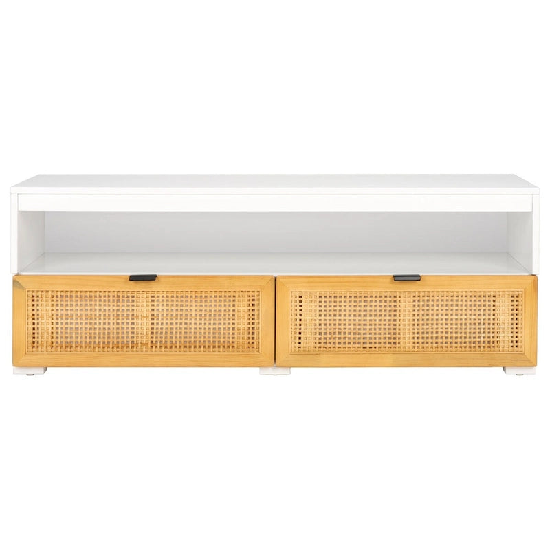 SAFAVIEH Kaitlyn 2-Drawer 1-Shelf Entertainment Media Stand (Fits Up To 55  Flatscreen TV) - 48Wx16Dx17H