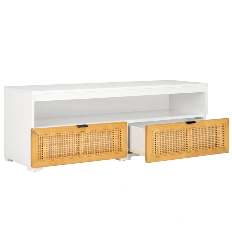 SAFAVIEH Kaitlyn 2-Drawer 1-Shelf Entertainment Media Stand (Fits Up To 55  Flatscreen TV) - 48Wx16Dx17H