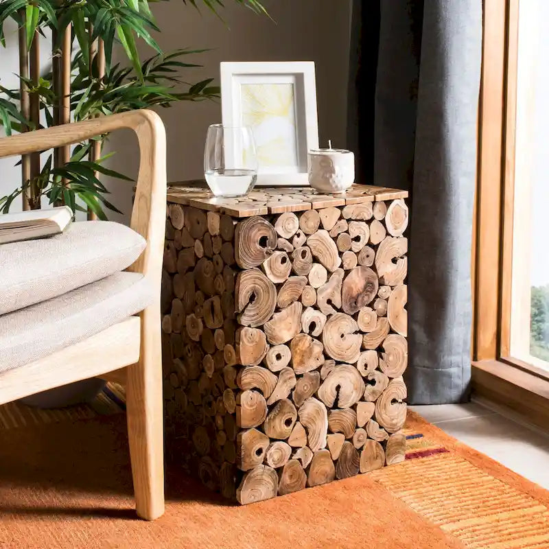 SAFAVIEH Iida Bali Black Stool - Natural - 13  x 13  x 18  - 13Wx13Dx18H