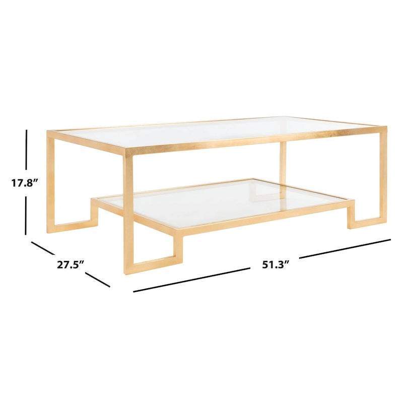 SAFAVIEH Couture Delila Rectangle Gold Leaf Coffee Table - 51.3  W x 27.5  L x 17.8  H - 51Wx28Dx18H