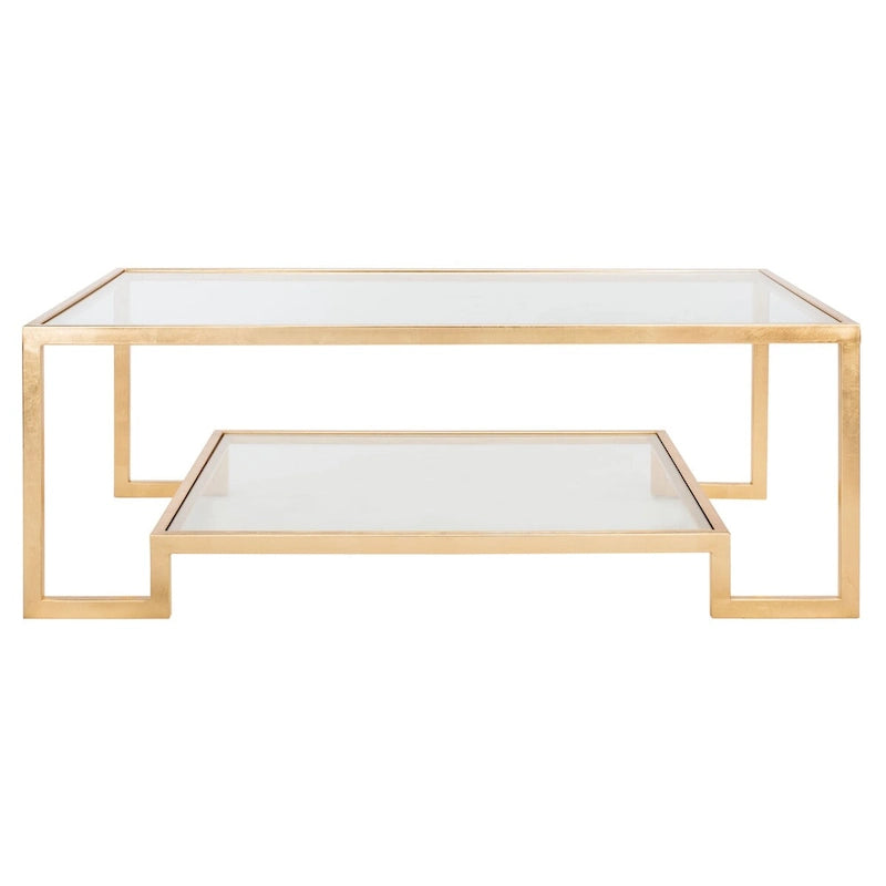 SAFAVIEH Couture Delila Rectangle Gold Leaf Coffee Table - 51.3  W x 27.5  L x 17.8  H - 51Wx28Dx18H