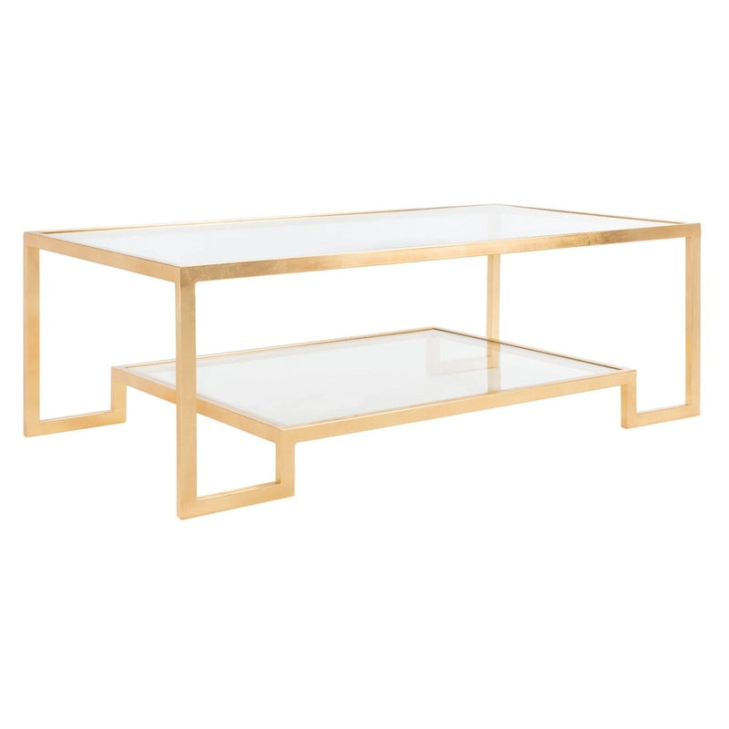 SAFAVIEH Couture Delila Rectangle Gold Leaf Coffee Table - 51.3  W x 27.5  L x 17.8  H - 51Wx28Dx18H