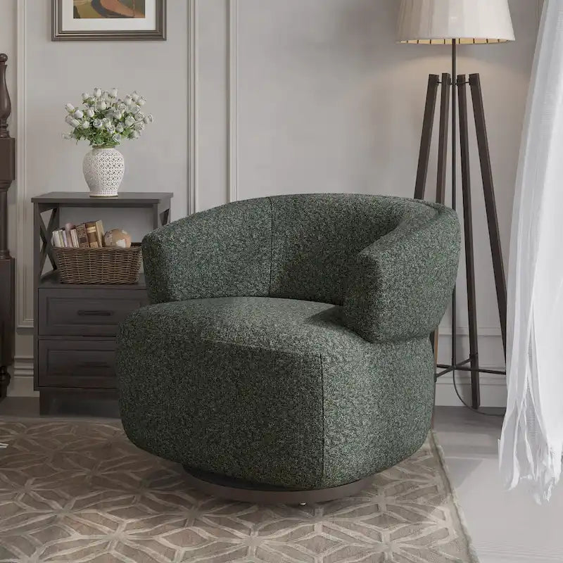 Fully Assembled Upholstered Swivel Barrel Chair