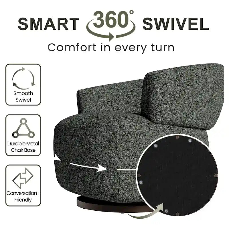 Fully Assembled Upholstered Swivel Barrel Chair