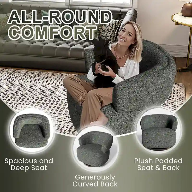 Fully Assembled Upholstered Swivel Barrel Chair