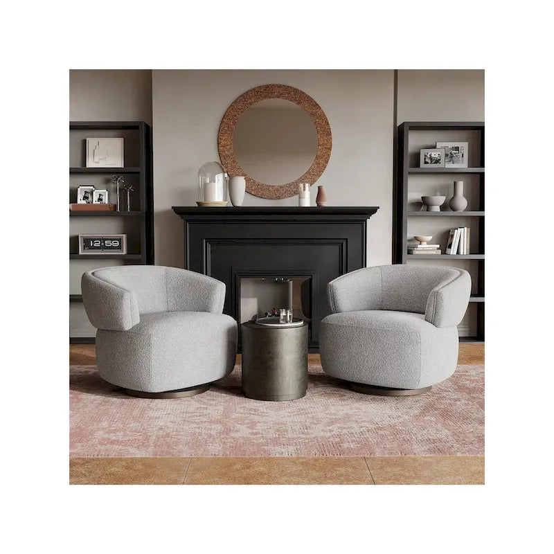 Fully Assembled Upholstered Swivel Barrel Chair
