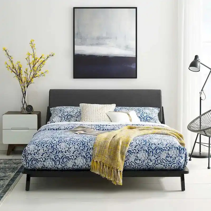 Luella Queen Upholstered Fabric Platform Bed