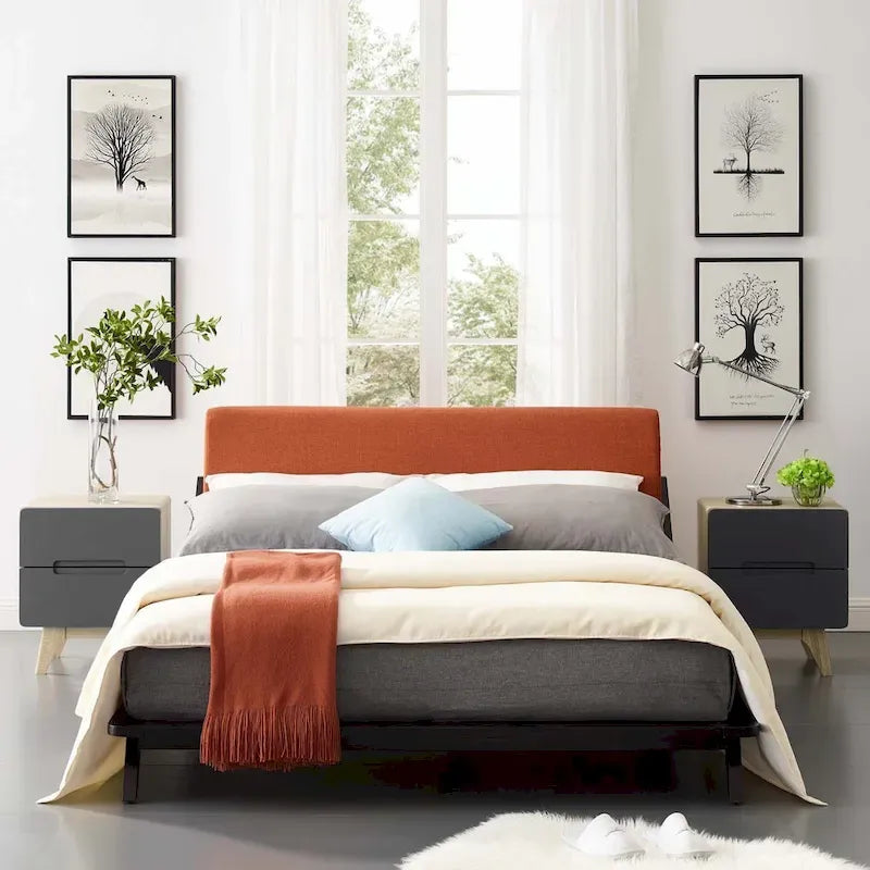 Luella Queen Upholstered Fabric Platform Bed