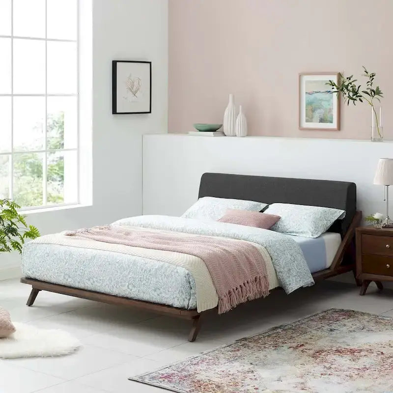 Luella Queen Upholstered Fabric Platform Bed