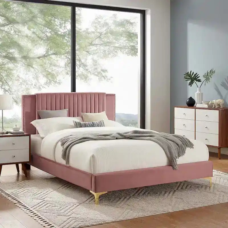 Zahra Channel Tufted Performance Velvet Full Platform Bed