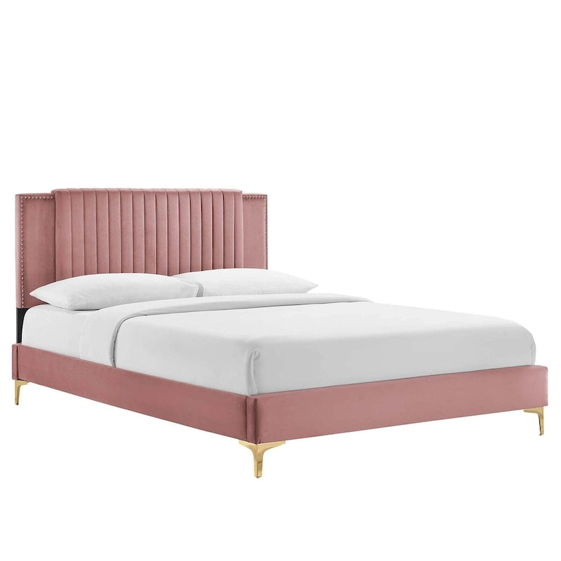 Zahra Channel Tufted Performance Velvet Full Platform Bed