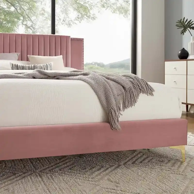 Zahra Channel Tufted Performance Velvet Full Platform Bed