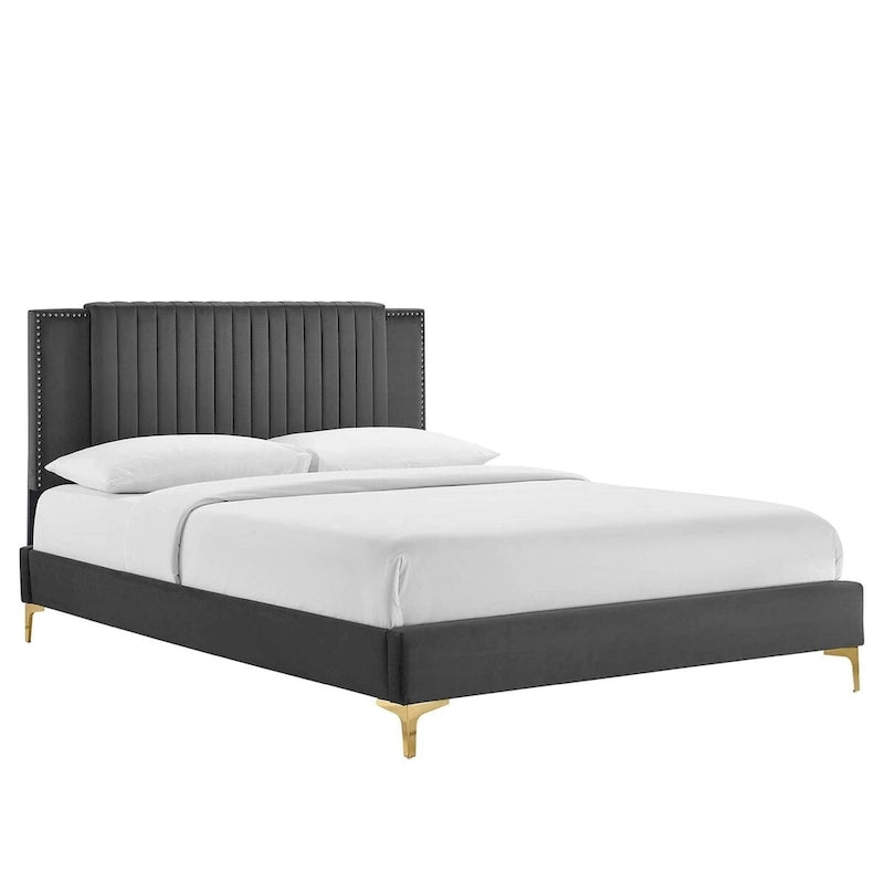 Zahra Channel Tufted Performance Velvet Full Platform Bed