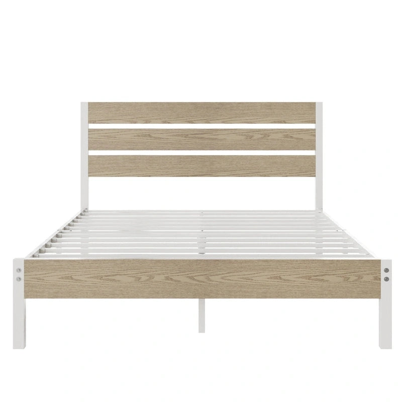 Javlergo Platform Bed Frame with Wood Headboard, Strong Metal Slats Support, No Box Spring Needed