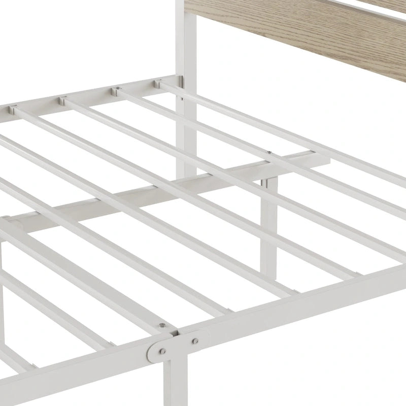 Javlergo Platform Bed Frame with Wood Headboard, Strong Metal Slats Support, No Box Spring Needed
