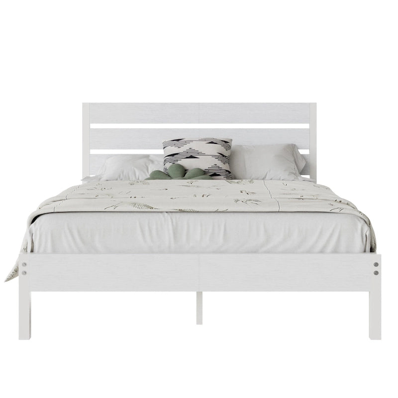 Javlergo Platform Bed Frame with Wood Headboard, Strong Metal Slats Support, No Box Spring Needed