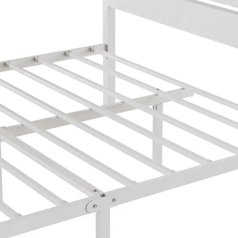 Javlergo Platform Bed Frame with Wood Headboard, Strong Metal Slats Support, No Box Spring Needed