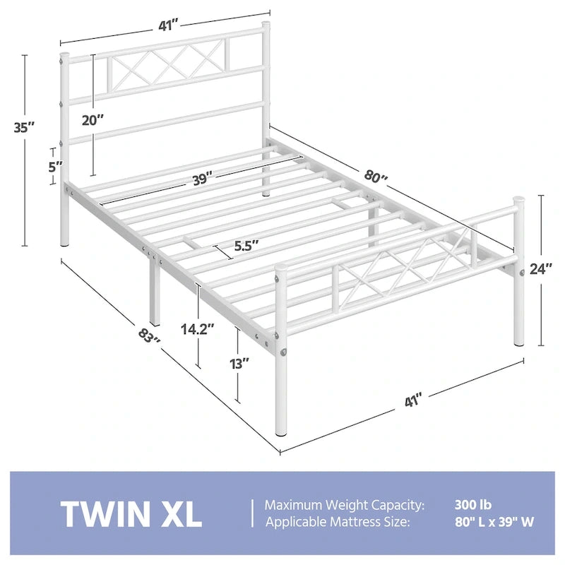 Yaheetech Metal Bed Frame Mattress Foundation with Slatted Bed Base