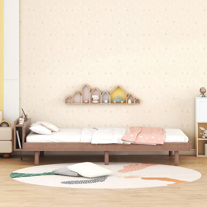 Modern Design Twin Size Platform Bed Frame with Built-in USB Ports