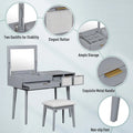 43.3  Classic Wood Makeup Vanity Set with Flip-top Mirror and Stool, Dressing Table with Three Drawers and storage space