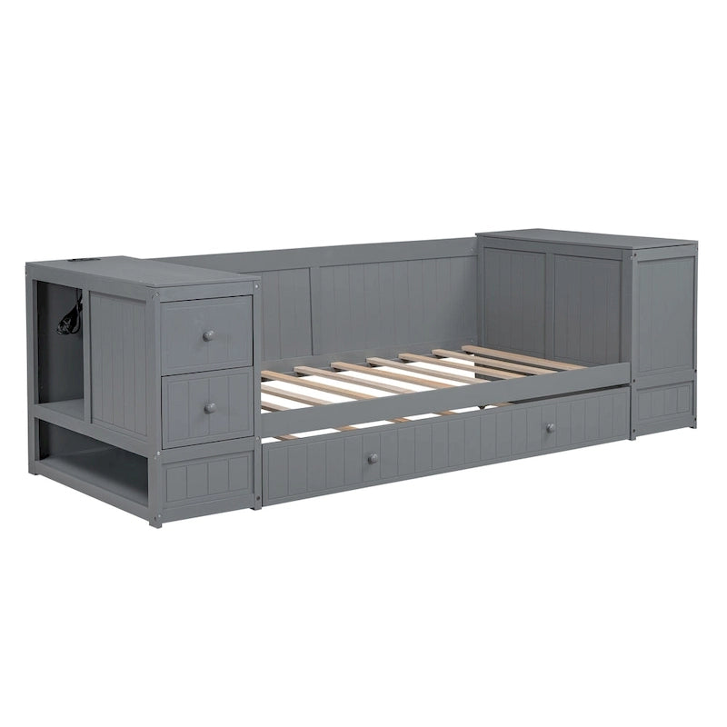 Twin Size Daybed with Storage Arms