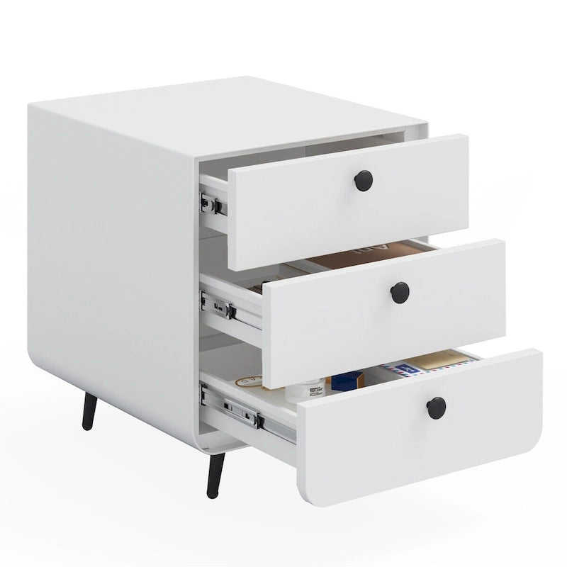 Modern Steel Nightstand Storage Cabinet with 3 Drawers for Living Room,Bedroom
