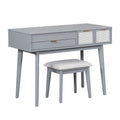 Grondin Modern Style Vanity Set with Flip Top Mirror, Cushioned Stool and Drawers, 2-in-1 Makeup table Set for Bedroom