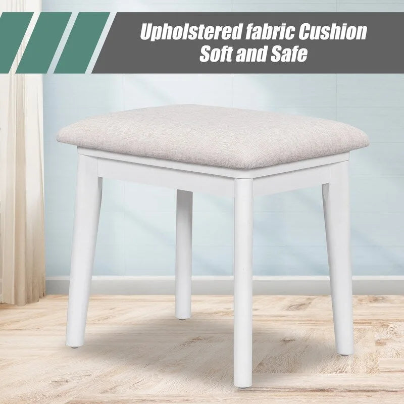 Grondin Modern Style Vanity Set with Flip Top Mirror, Cushioned Stool and Drawers, 2-in-1 Makeup table Set for Bedroom