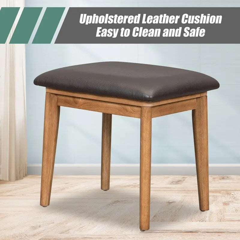 Grondin Modern Style Vanity Set with Flip Top Mirror, Cushioned Stool and Drawers, 2-in-1 Makeup table Set for Bedroom