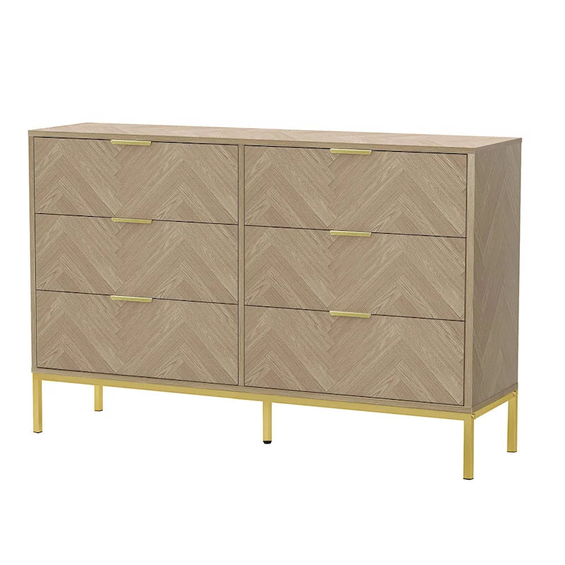 Anmytek 6-Drawer Double Dresser Modern Wood Chest of Drawers for Bedroom Living Room