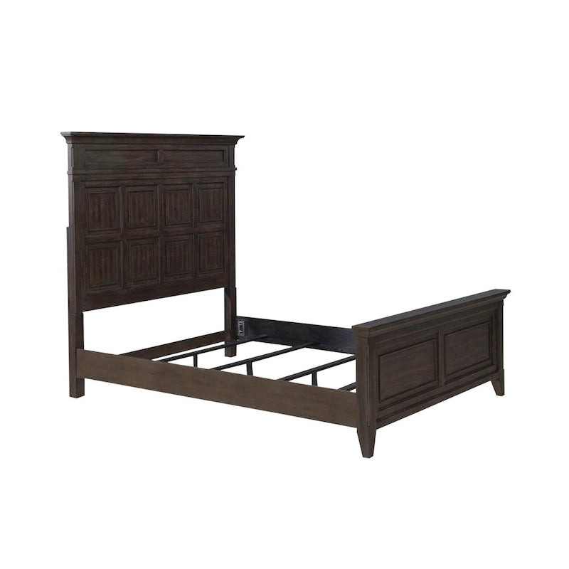 Paradise Valley Saddle Brown Panel Bed, Dresser and Mirror, & Nightstand