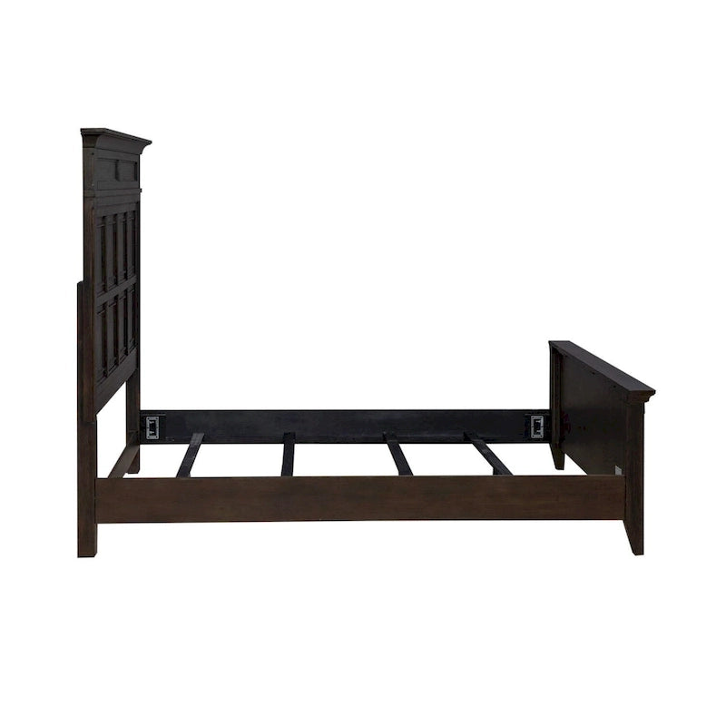 Paradise Valley Saddle Brown Panel Bed, Dresser and Mirror, & Nightstand