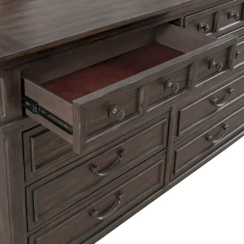 Paradise Valley Saddle Brown Panel Bed, Dresser and Mirror, & Nightstand