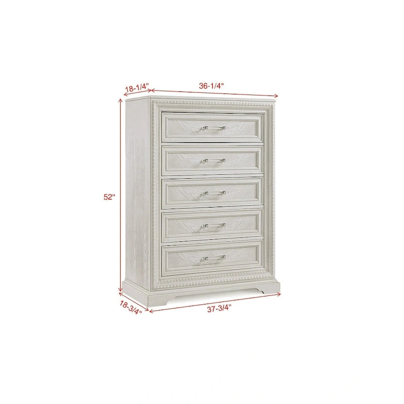 Oliver 5 Piece Cream Panel Bedroom Set